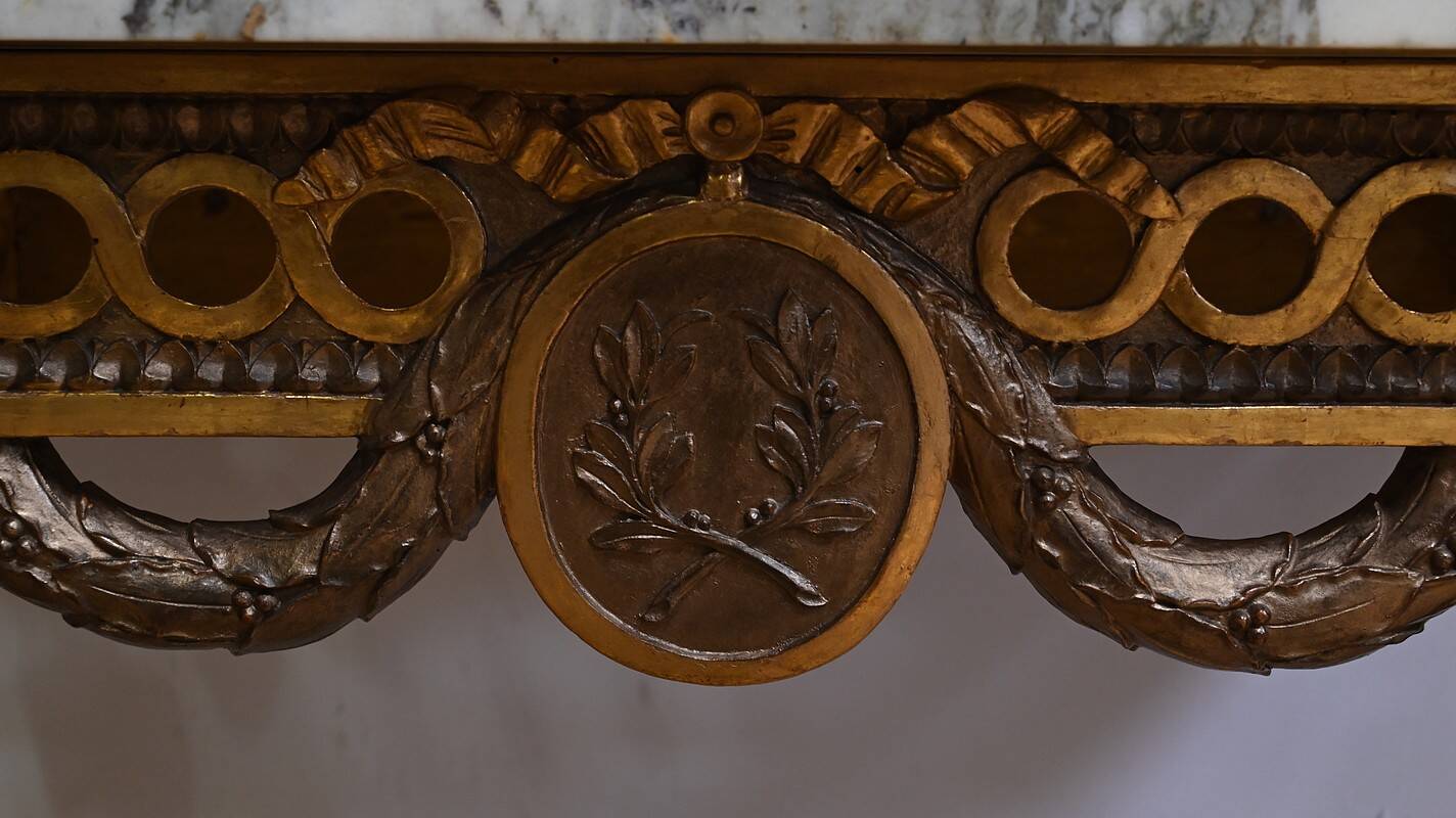 Small Carved Wood Wall Console, Louis XVI style, Napoleon III period – Mid-19th century