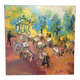Oil Painting Canvas Deloison Scene Life Kiosk Café Bar Music