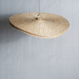 Rattan suspension or shade in the shape of a braided undulating circular tray d:80