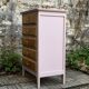 Commode vintage pieds compas rose poudré 1950