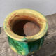 Cache pot vernissé vert et jaune Poterie de Saint Uze début XXe
