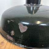 Industrial Black Enamel Factory Pendant Lamp with Iron Top, 1950s