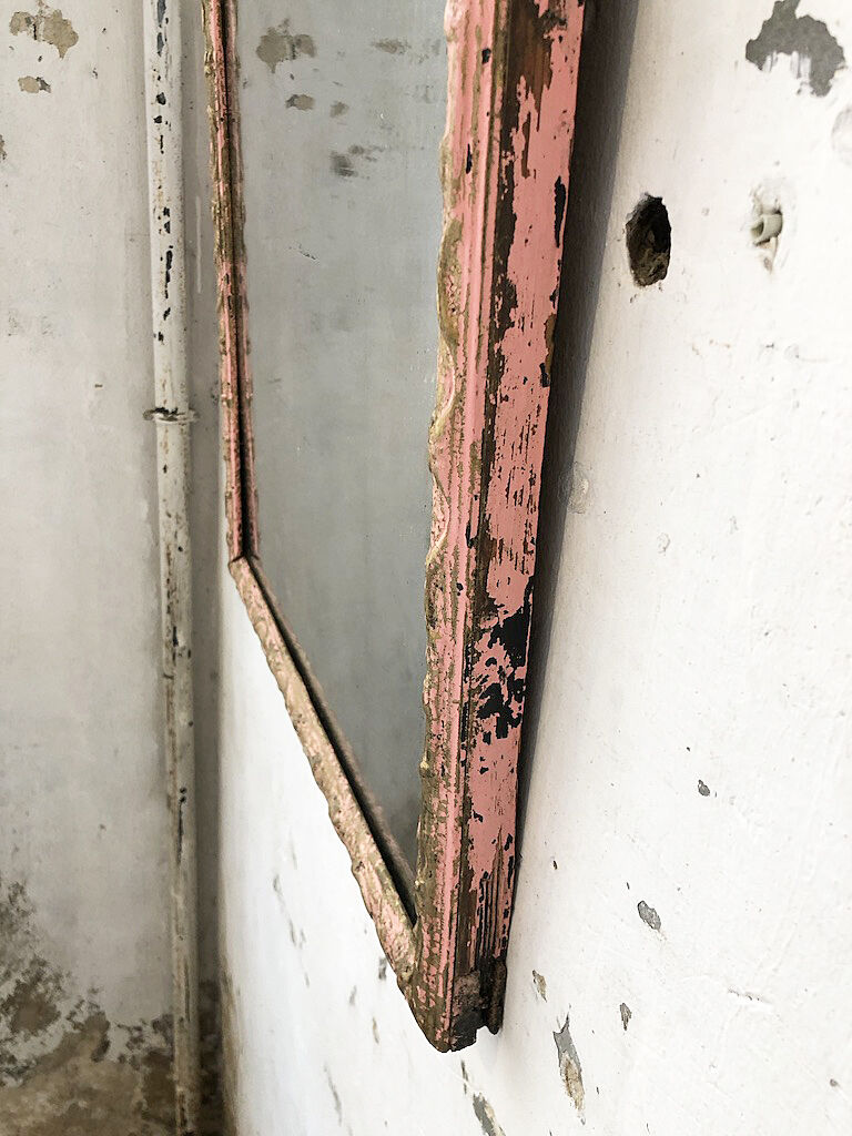 Pink patinated mirror 19th 54x70cm