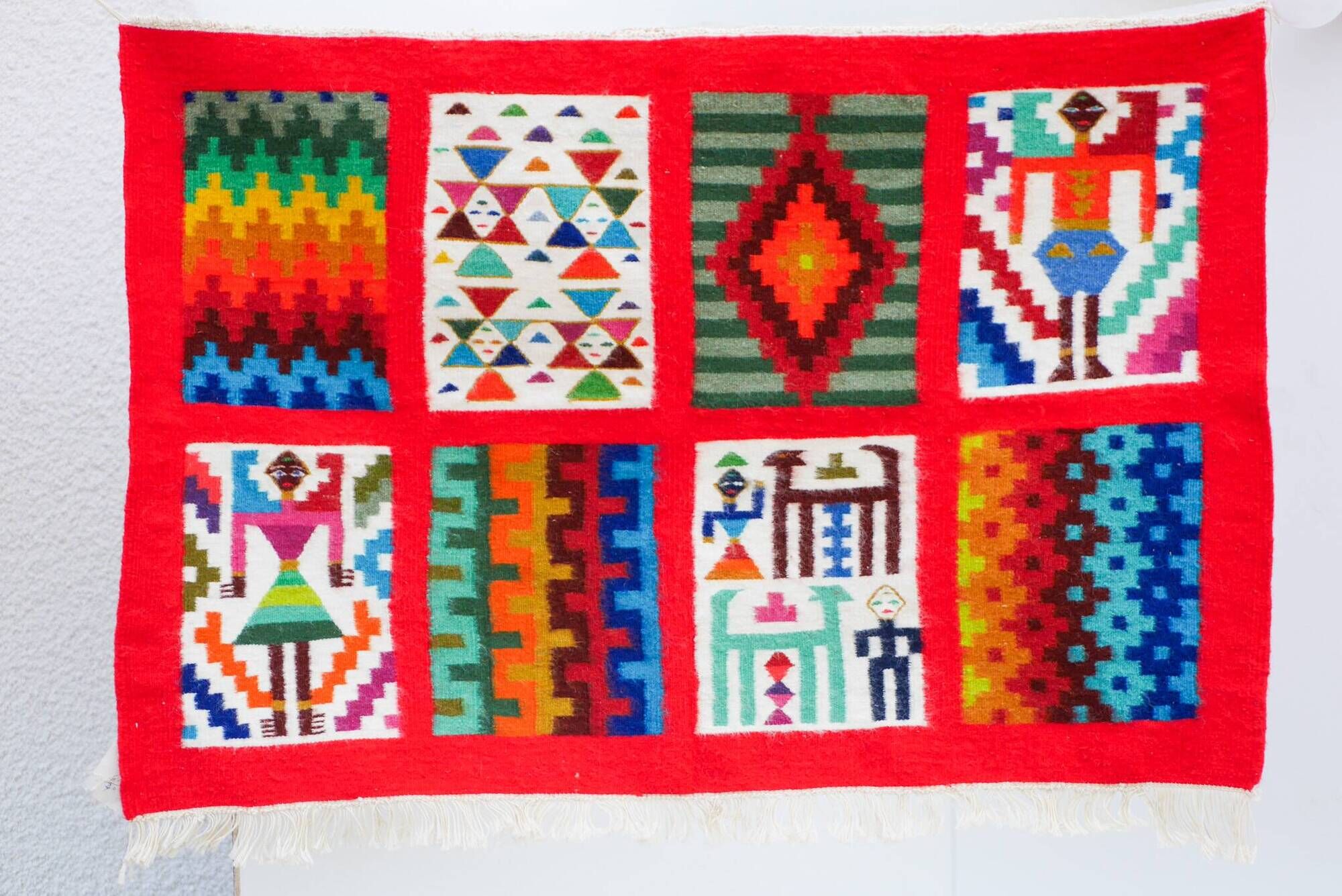 Vintage Berber Kilim, traditional wall tapestry from the popular art of Gafsa
