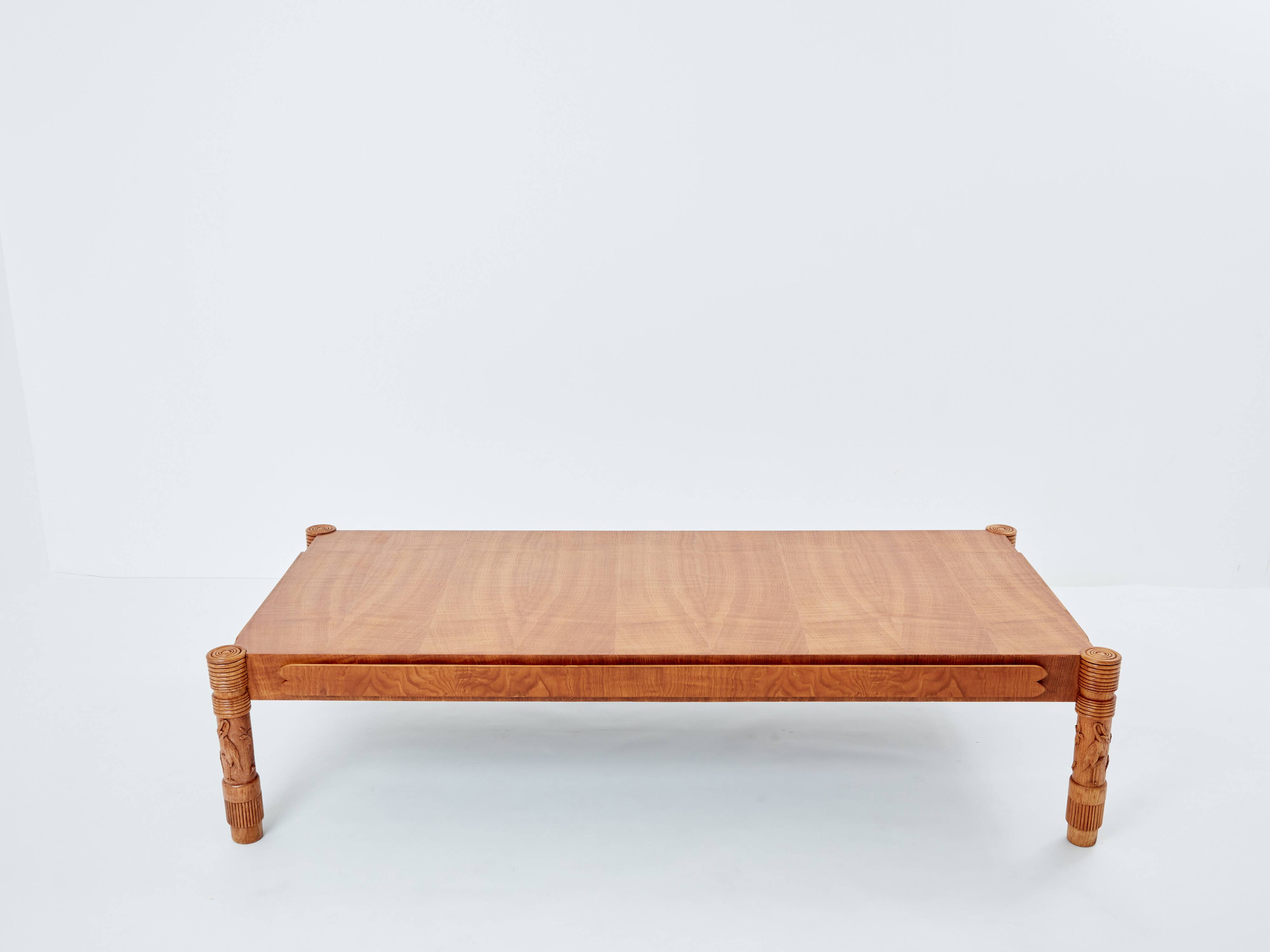 Large modernist curly ash coffee table by Pier Luigi Colli 1950
