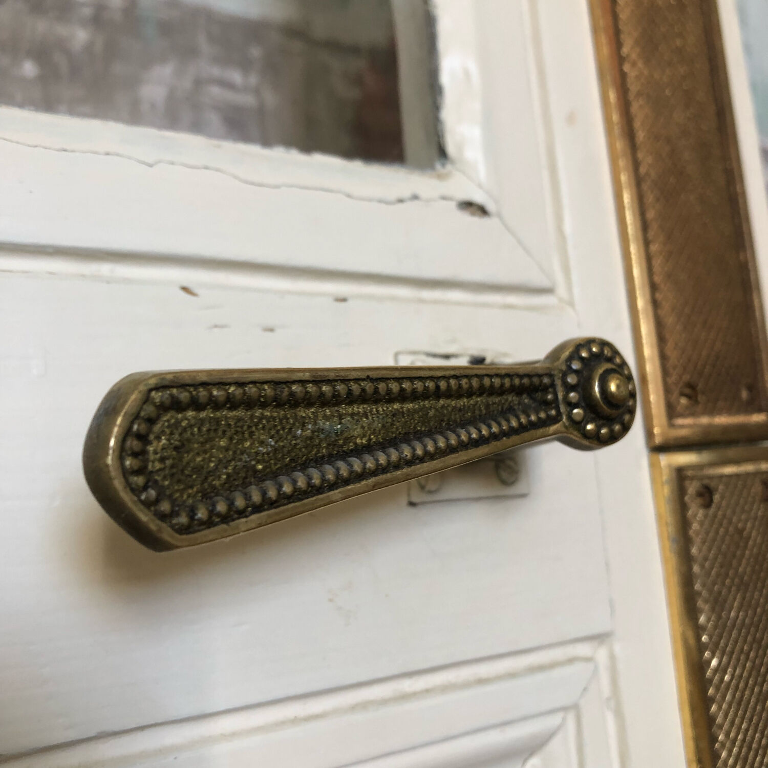 Old wooden glass door