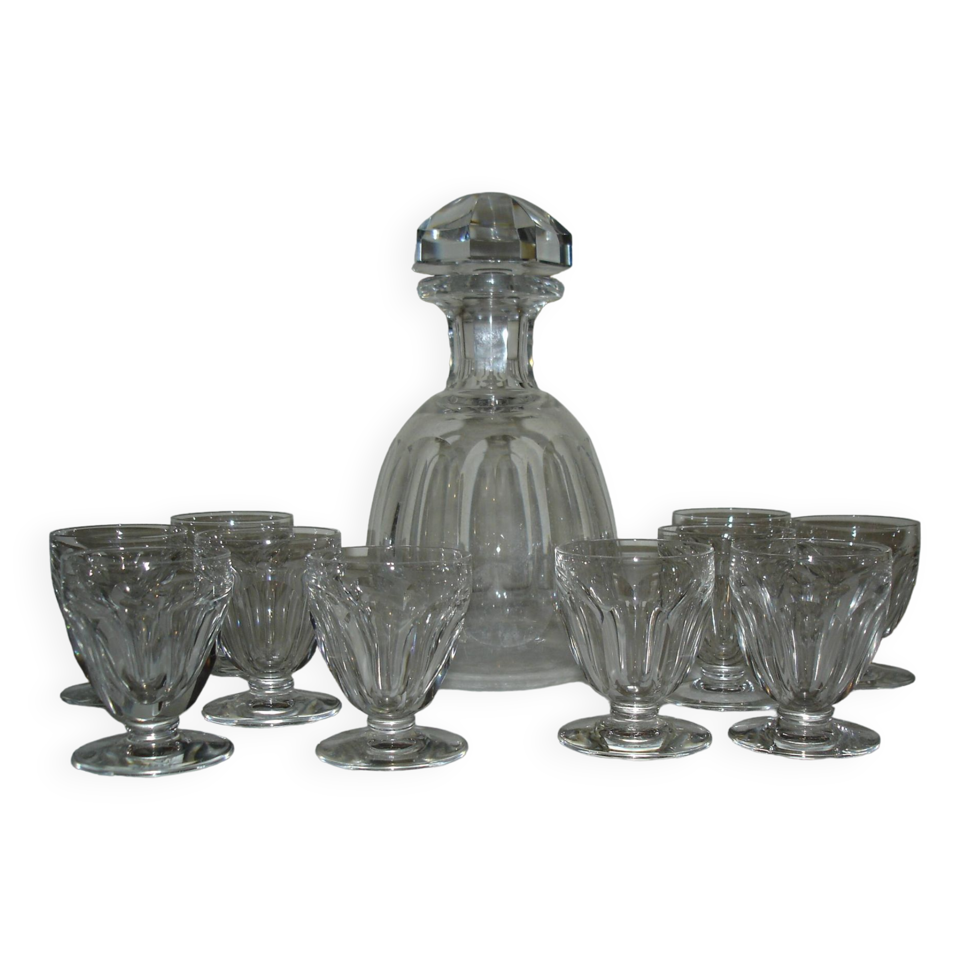 Baccarat valancay carafe + 10 crystal port glasses