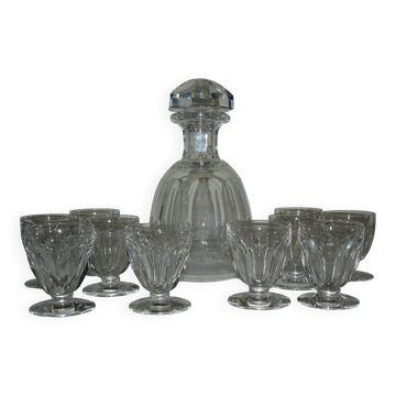 Baccarat valancay carafe + 10 crystal port glasses