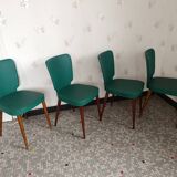 Lot de 4 chaises vintage scandinave verte et bois