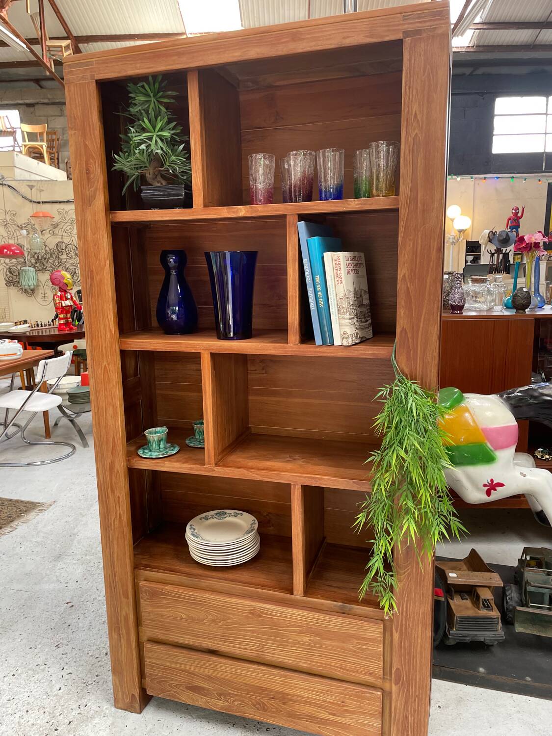 Large teak bookcase