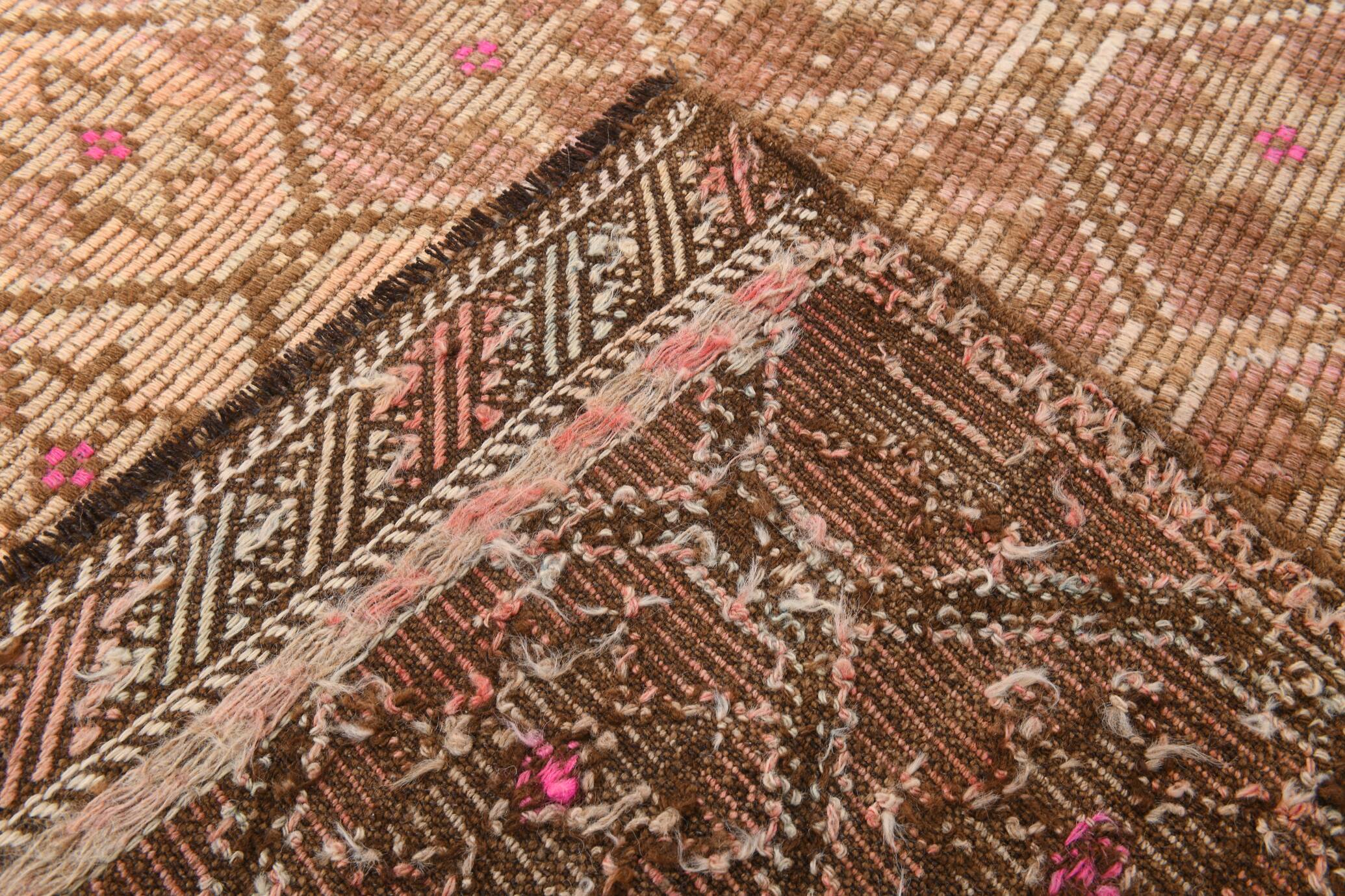 Beige & Brown Star Pattern Kilim Rug, 166x300Cm