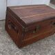 Old wooden trunk covered leather travel chest