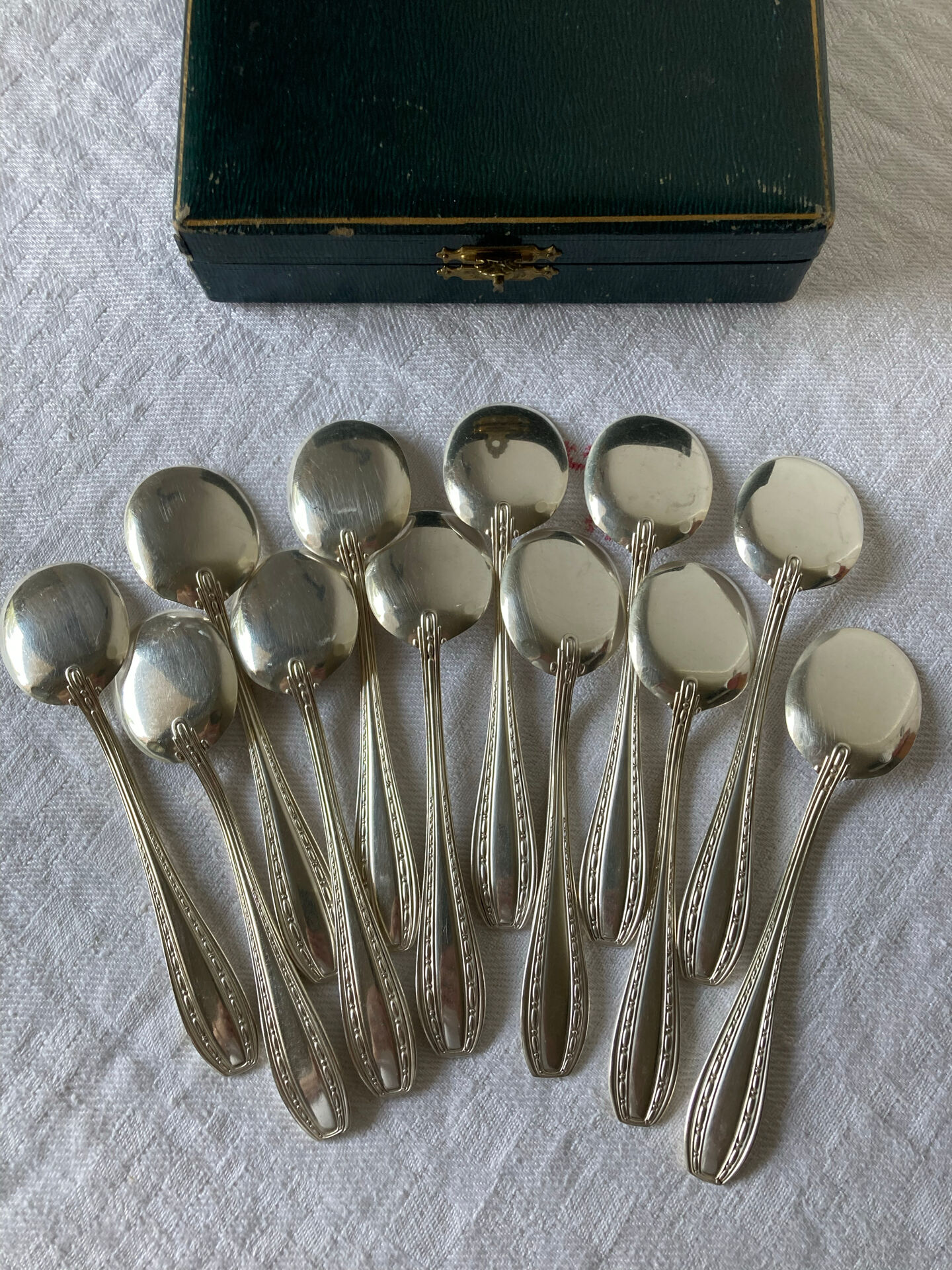 12 silver-plated metal ice cream spoons Ercuis, Toledo model