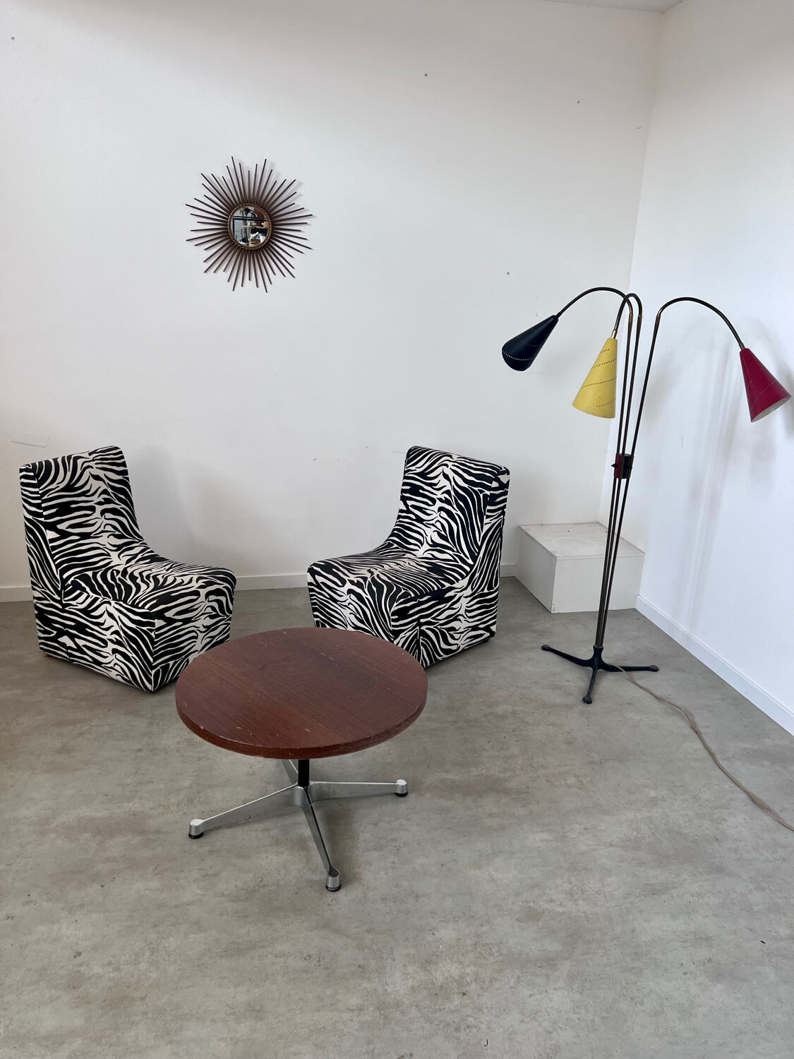 Lot 2 armchairs heating vintage zebra / design 70s