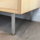 Eggshell lacquered chest of drawers with brushed steel legs. In the style of Knoll.