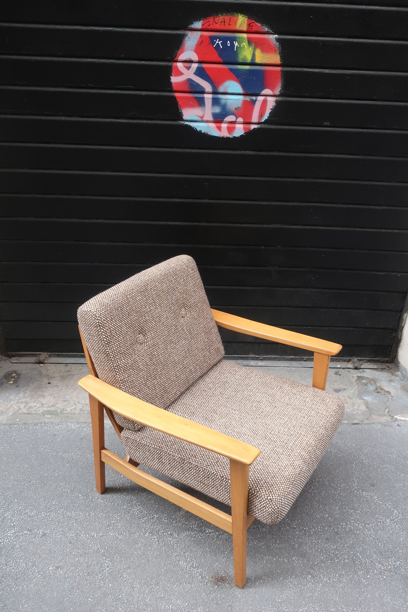 Armchair in wood and fabric 1960