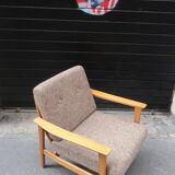 Armchair in wood and fabric 1960
