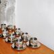 Stainless steel espresso service design AMC Italy 70s/80s (14 pieces)