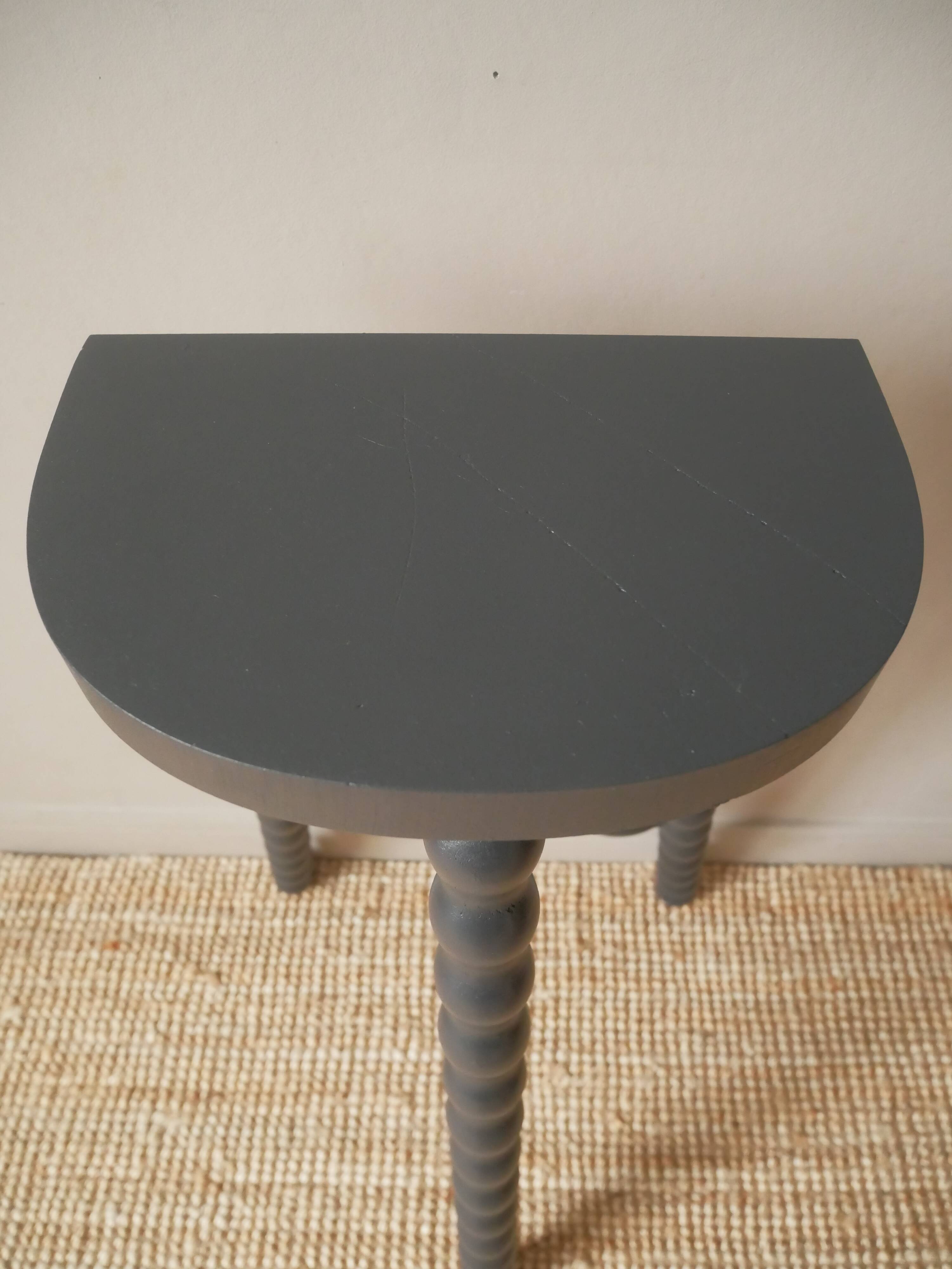 High tripod stool door beaded wooden plant painted black