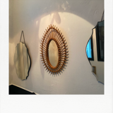 Vintage rattan sun mirror