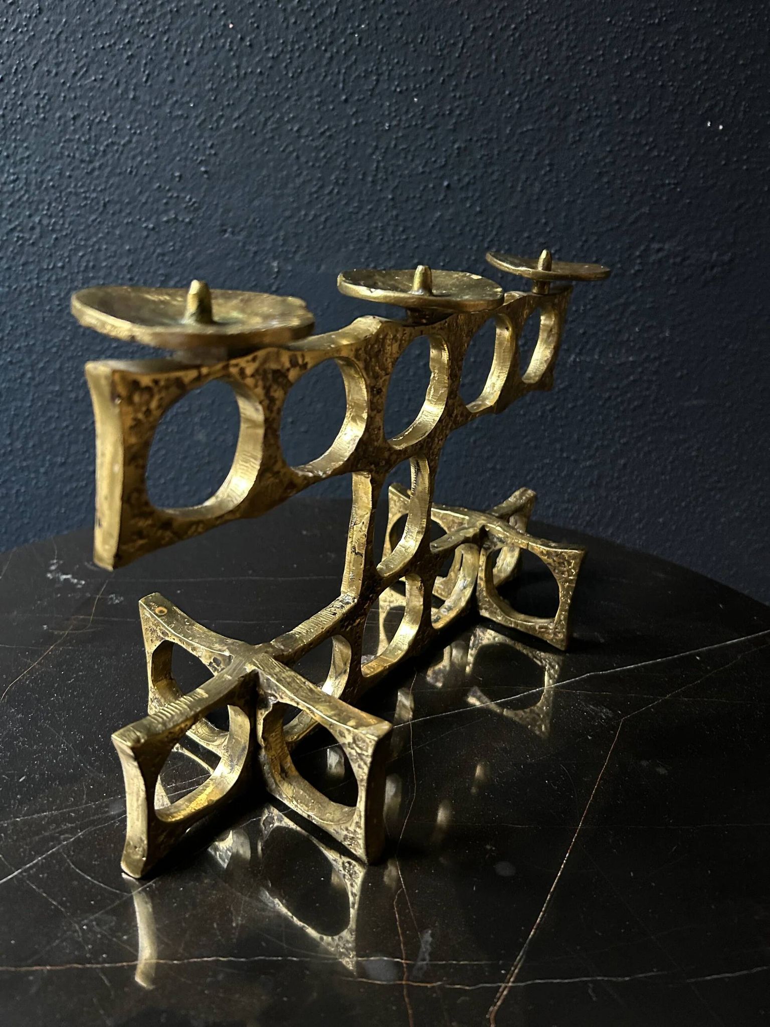 Brass chandelier handcrafted by Heinz Goll, brutalist, Austria 1970.