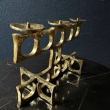 Brass chandelier handcrafted by Heinz Goll, brutalist, Austria 1970.