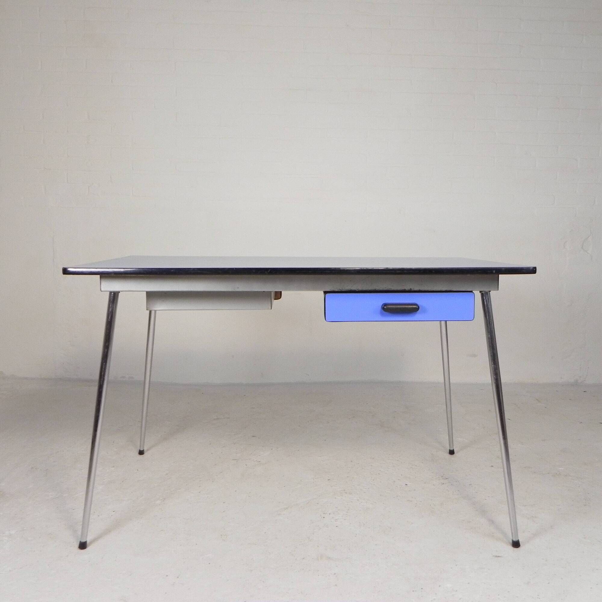 Formica table, desk with 2 drawers, 1950s