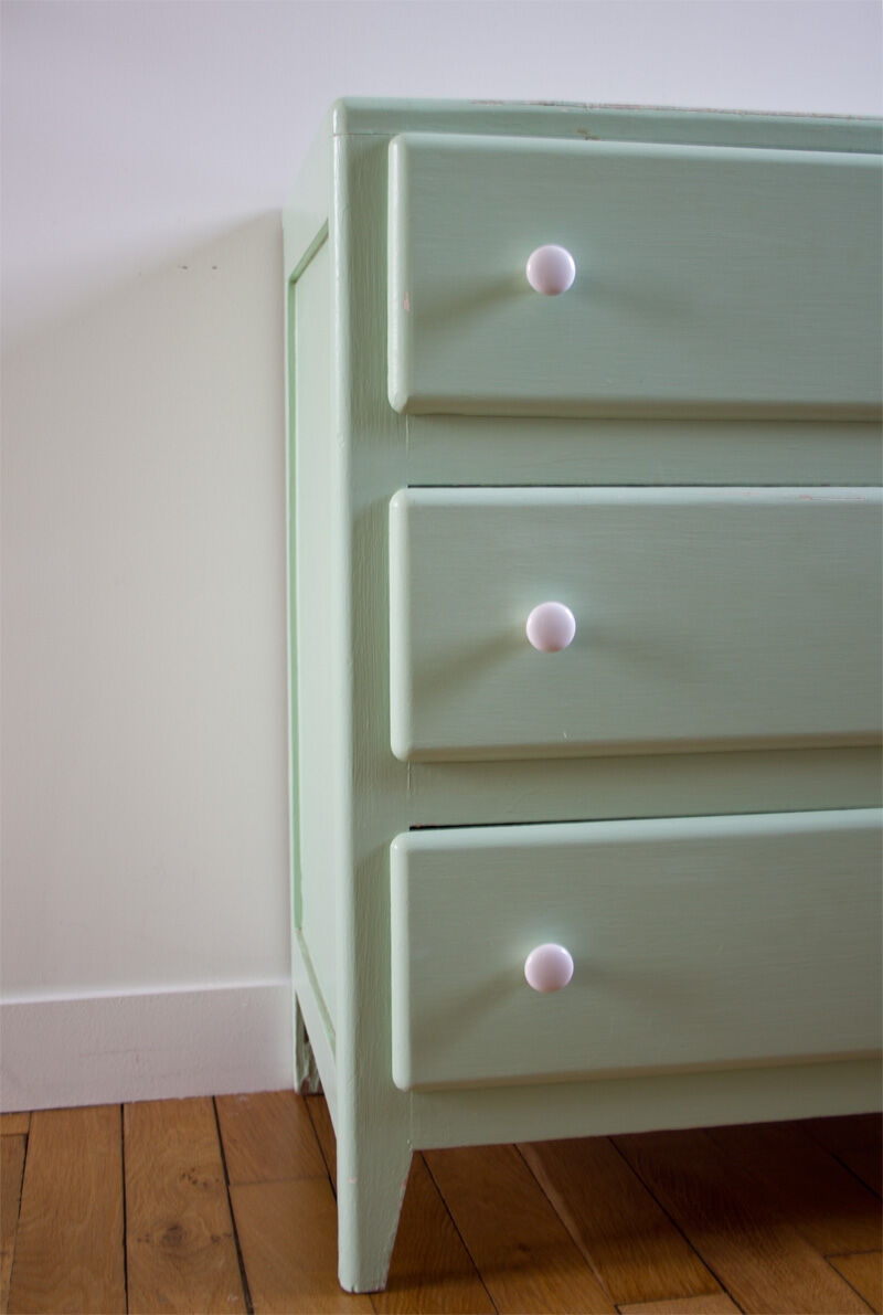 Commode vintage vert d'eau
