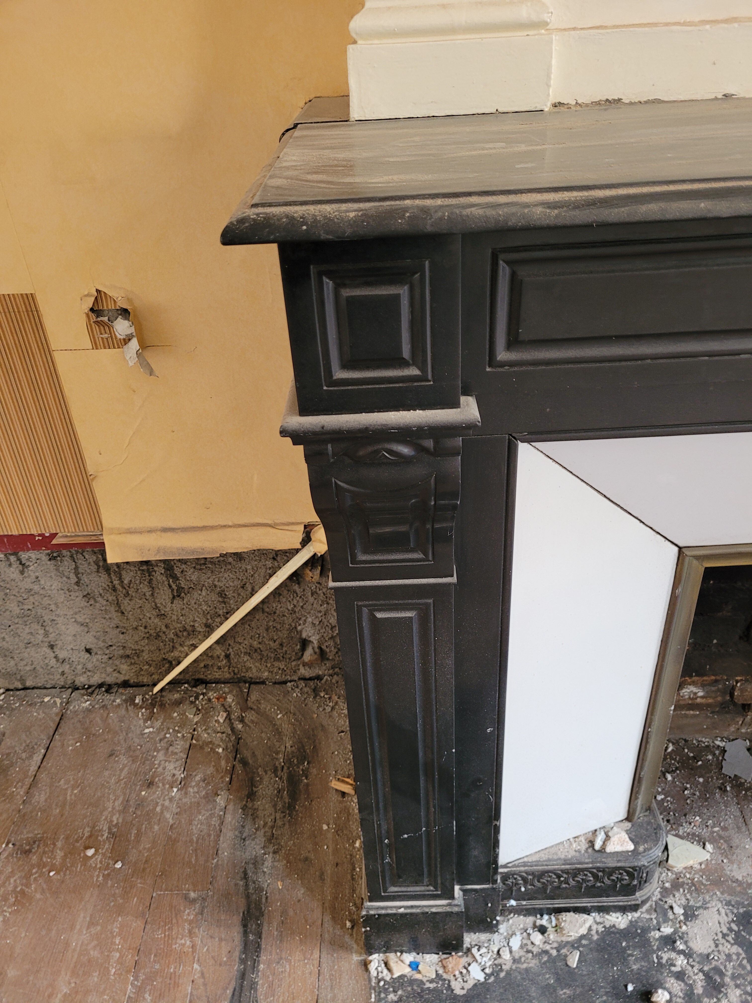 Belgian black marble fireplace without veining