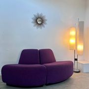 Lot 2 low chairs Space Age design from the 70s purple fabric vintage armchair