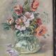 Antique oil painting still life with flowers 1936, signed