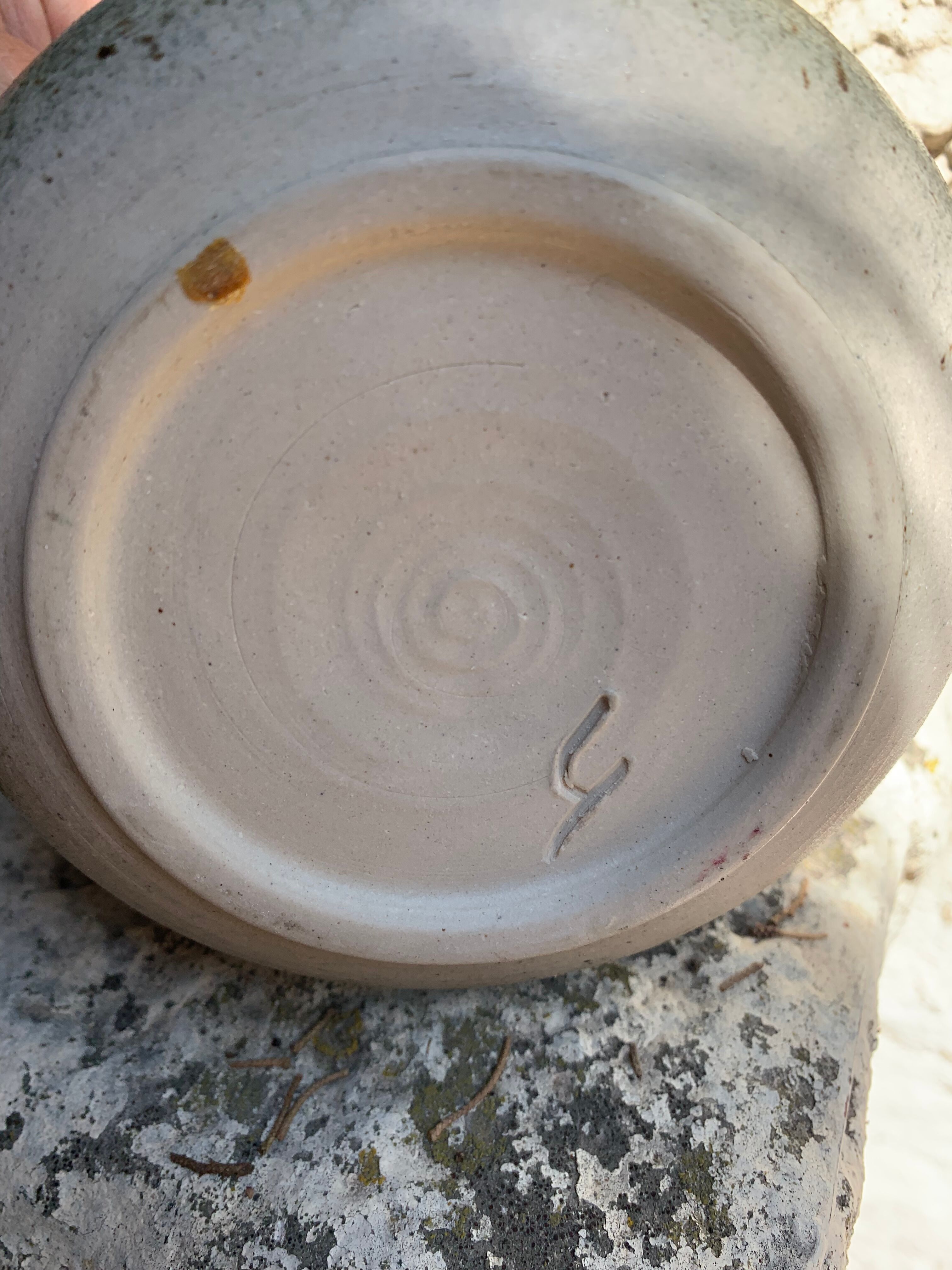 Enamelled sandstone vase