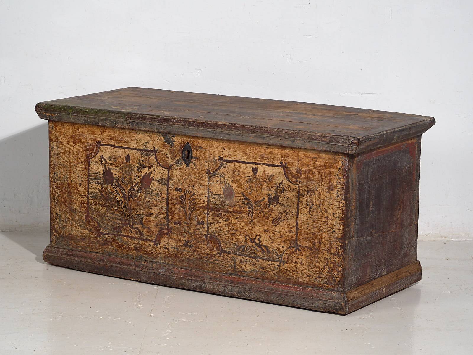 Antique solid gilded wooden chest dated 1846 #86