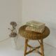 Vintage Rustic Stool / Ottoman Footstool / Mid Century Wicker Bench 1960's