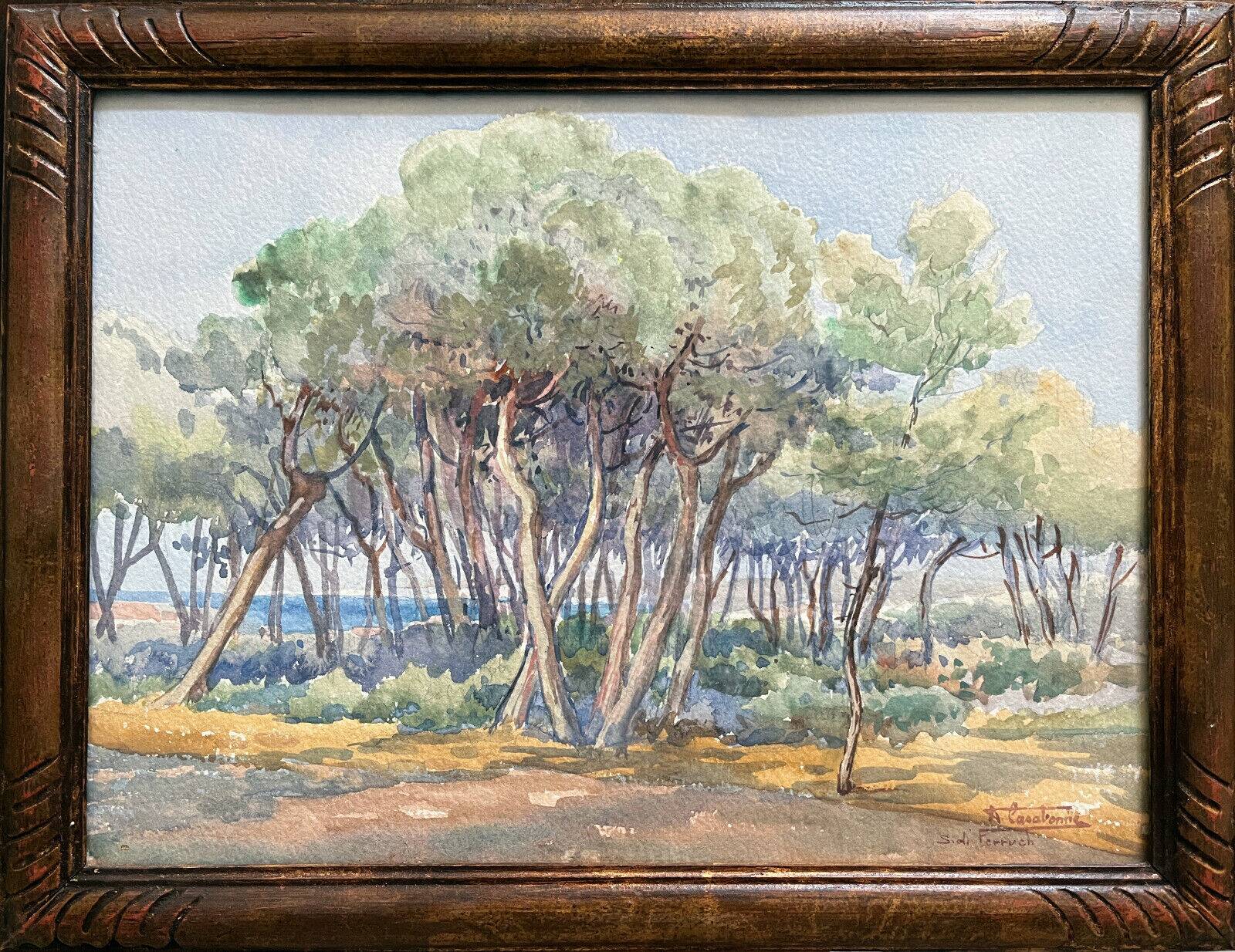 Watercolor painting andré casabonne (1922-1950) orientalist sidi ferruch algeria