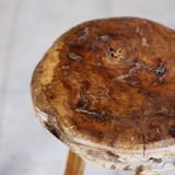 Brutalist bar stool in elm wood