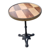 Bistro Table Unique - Graphic Marquetry Top & Cast Iron Base 1900