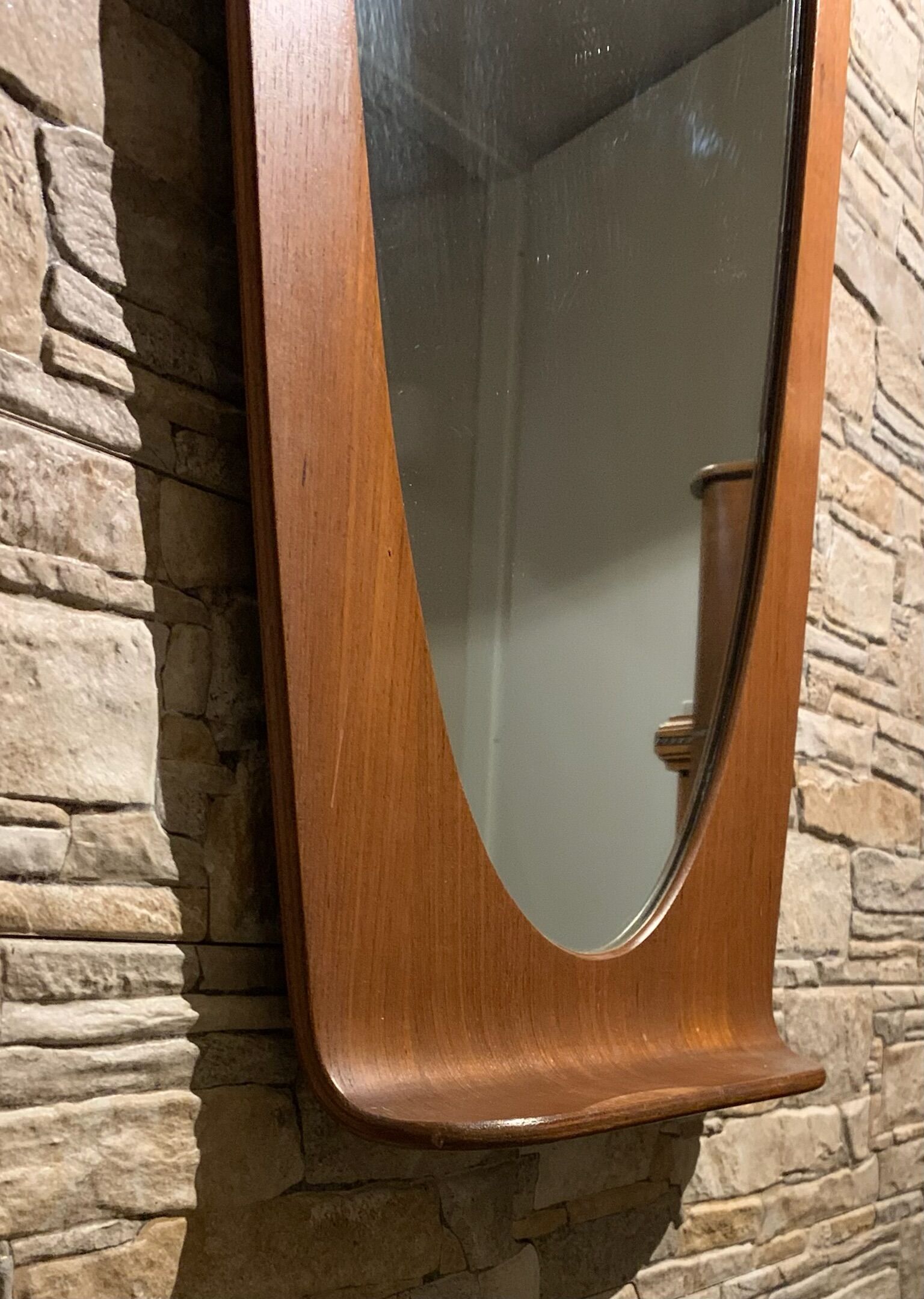 Campo & Graffi - teak vintage wall mirror - 60s mid century modern wood mirror made in italy