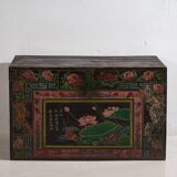Ancienne malle orientale avec peintures de fleurs de lotus (c.1900)