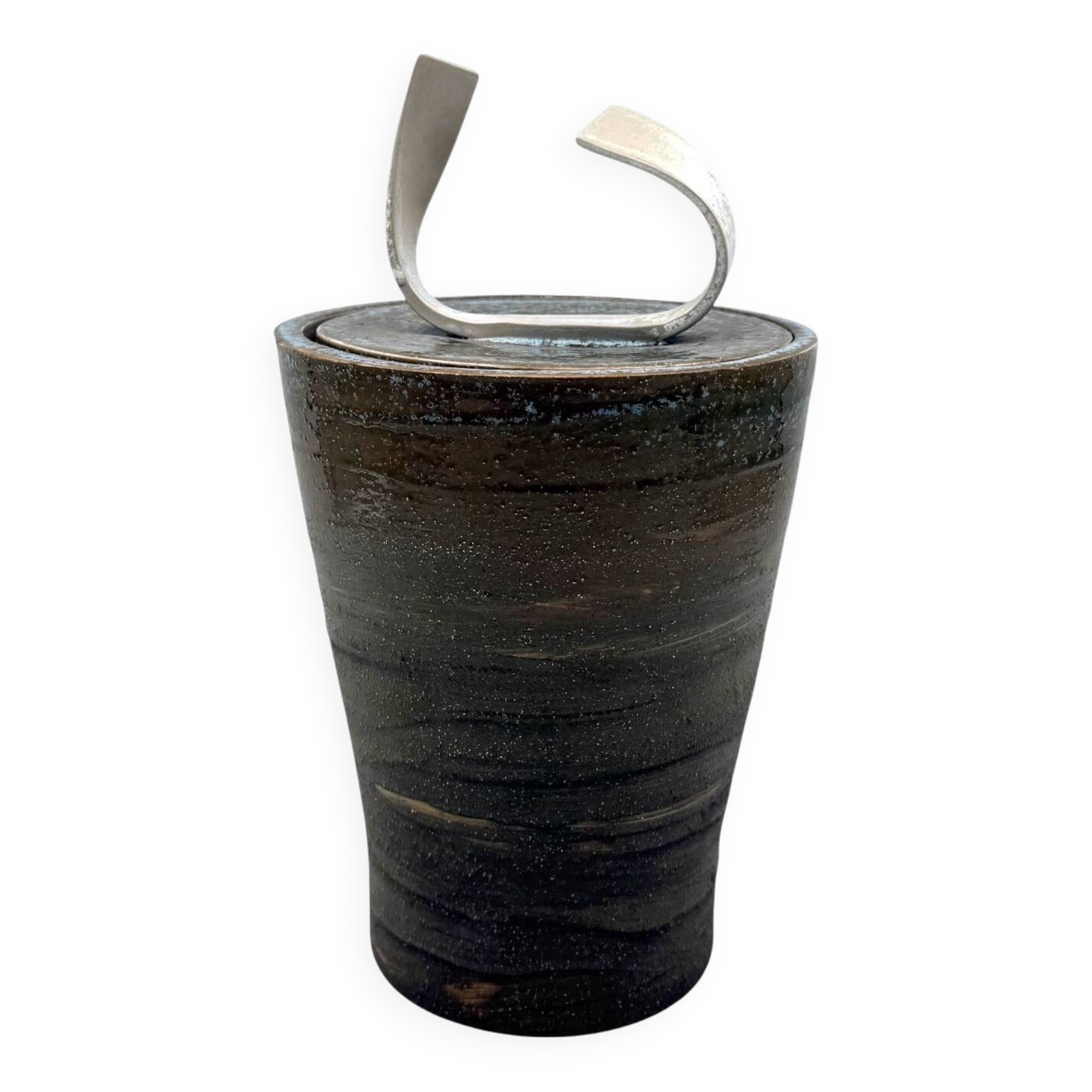 Mid-century style dark green ceramic vase, Gabriele Bucci Italy ca. 2000s