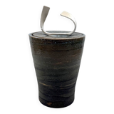 Mid-century style dark green ceramic vase, Gabriele Bucci Italy ca. 2000s