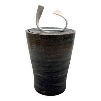 Mid-century style dark green ceramic vase, Gabriele Bucci Italy ca. 2000s