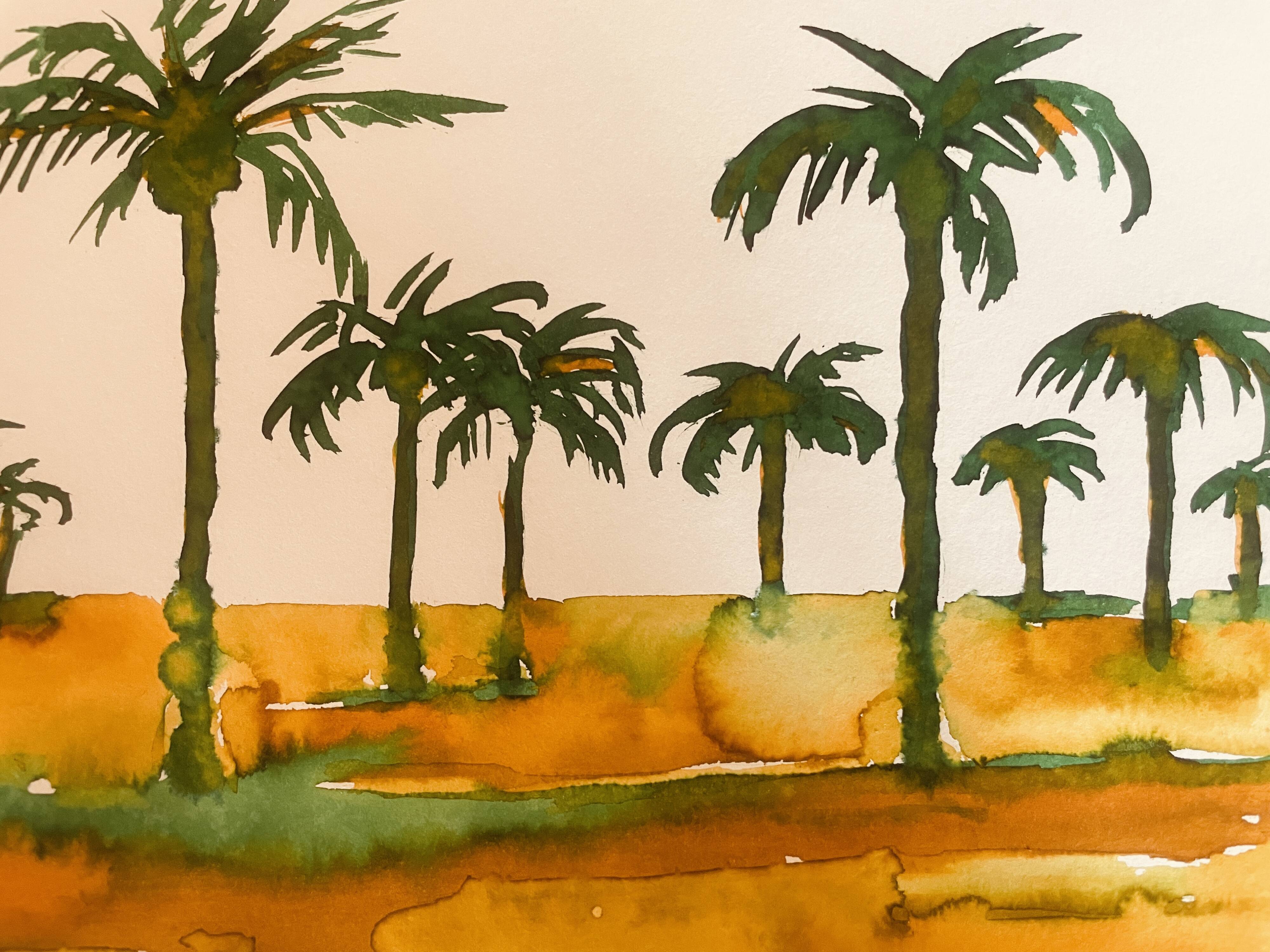 Tableau signé paysage Egypte « Lever de soleil sur le Nil »