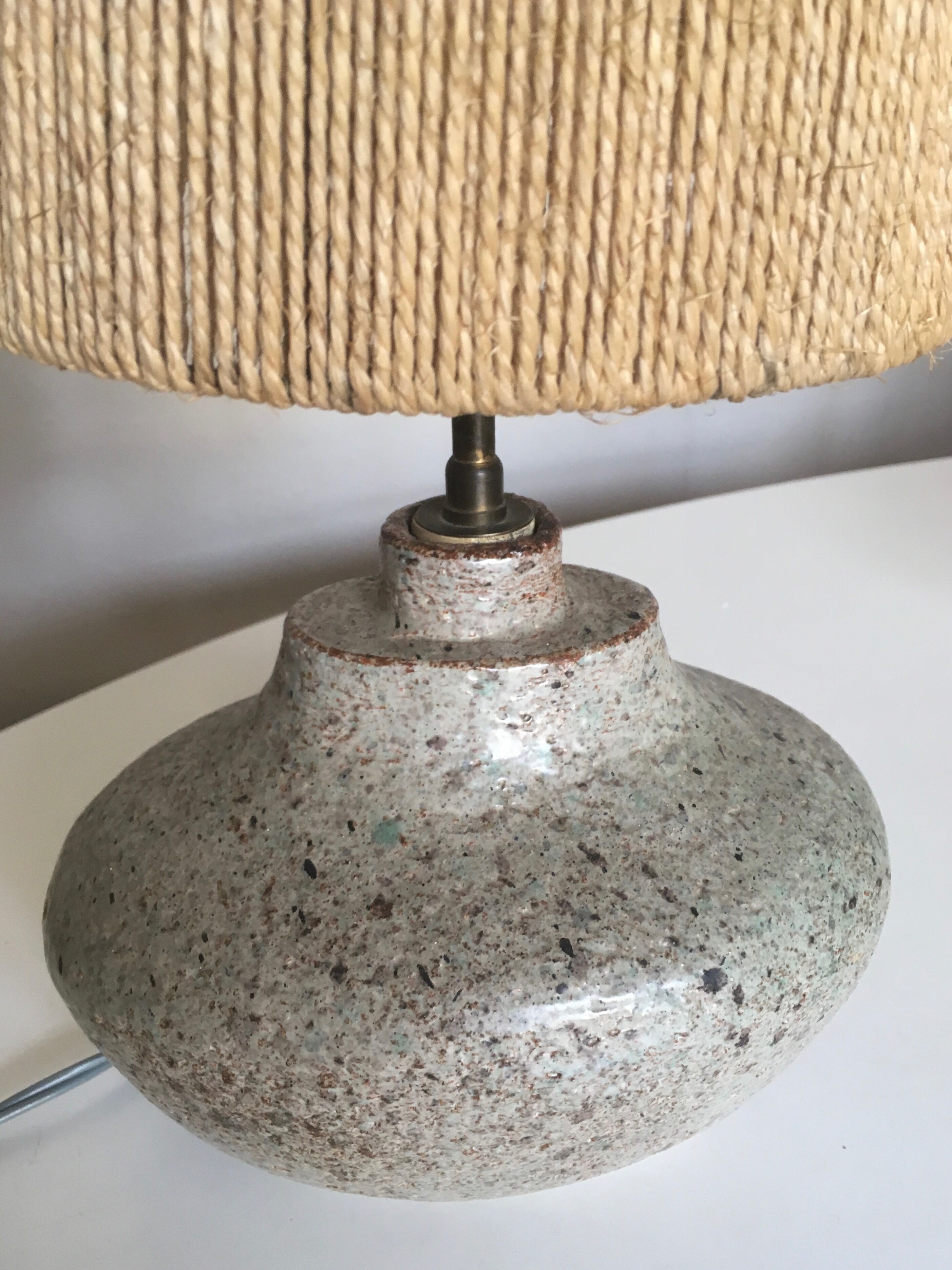Lampe de grès Accolay 70 abat jour de corde