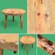 Solid pine tripod coffee table, raw, 1960