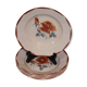 5 hollow plates Digoin Sarreguemines powder pink décor 9181