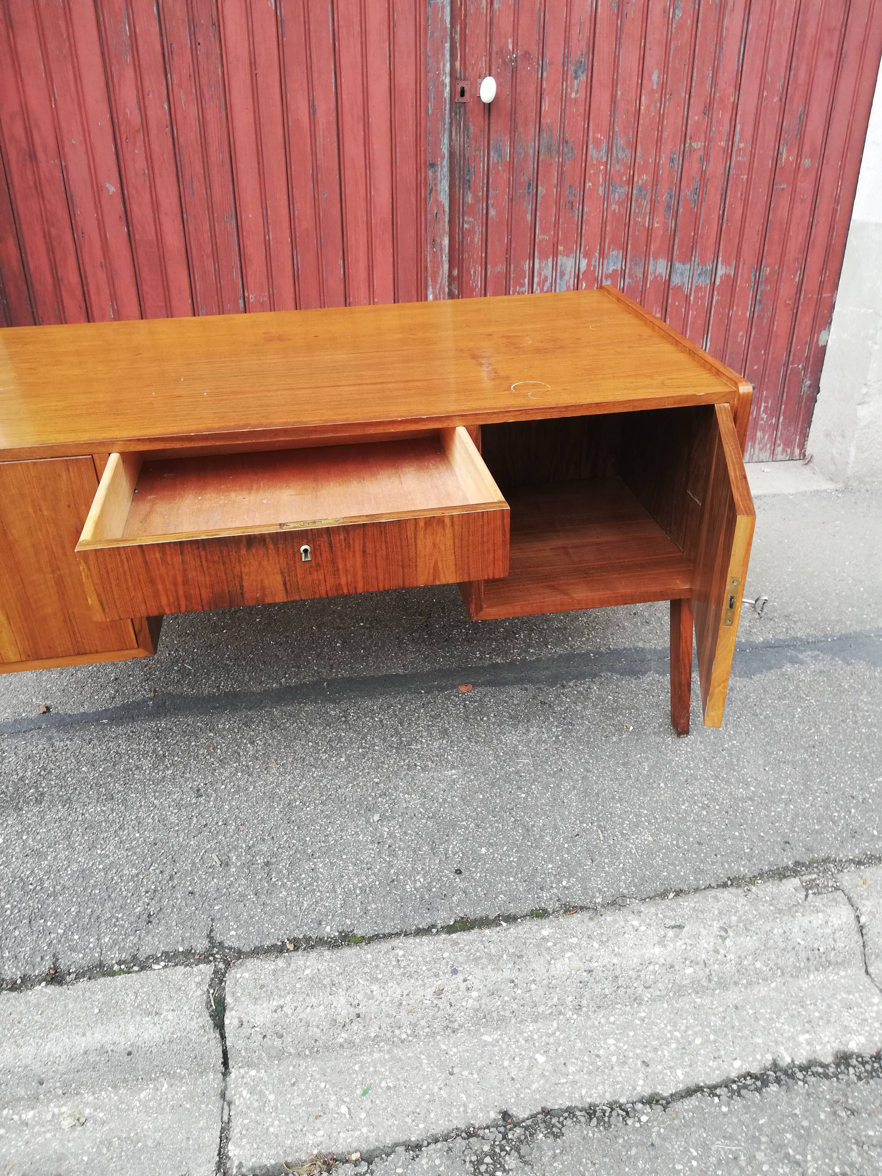 Vintage desk 2 doors 1 drawer compass feet