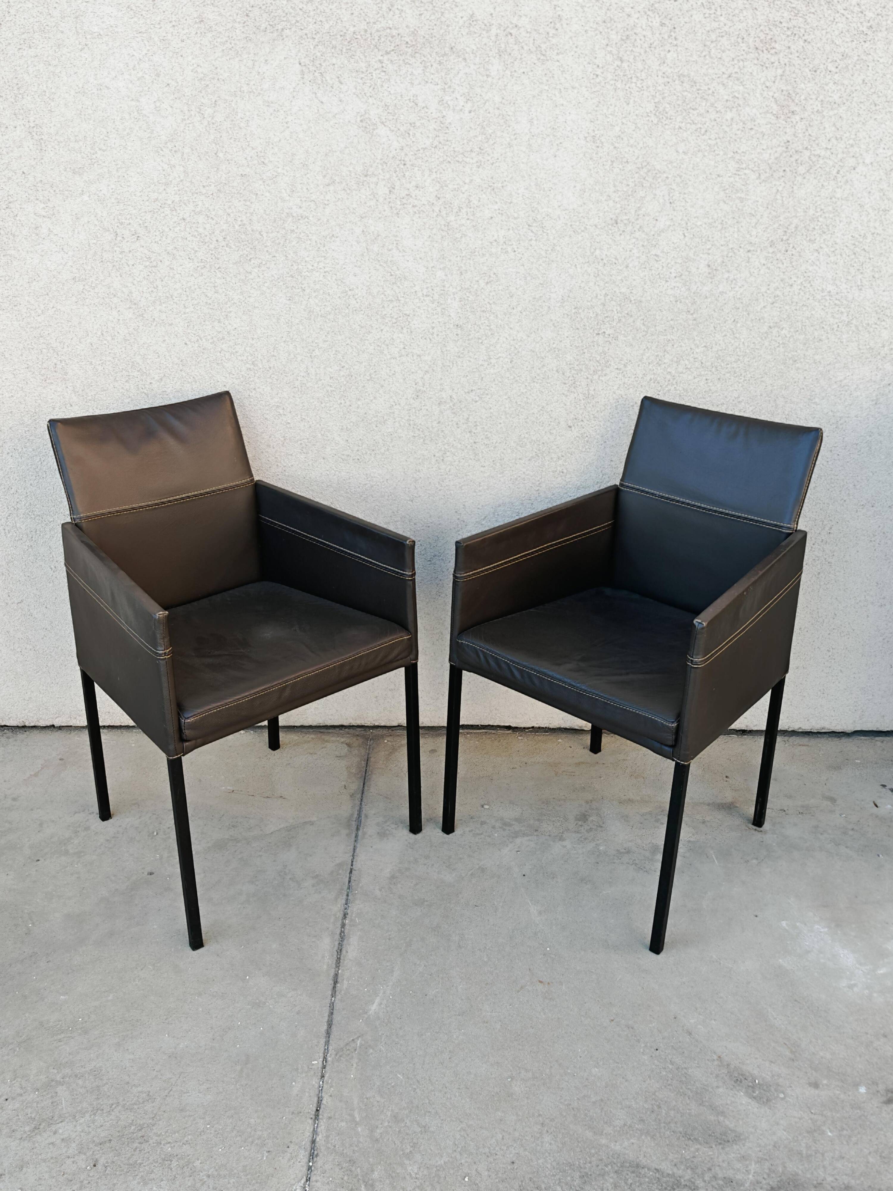 Pair of leather armchairs Texas by Karl Friedrich Förster for KFF