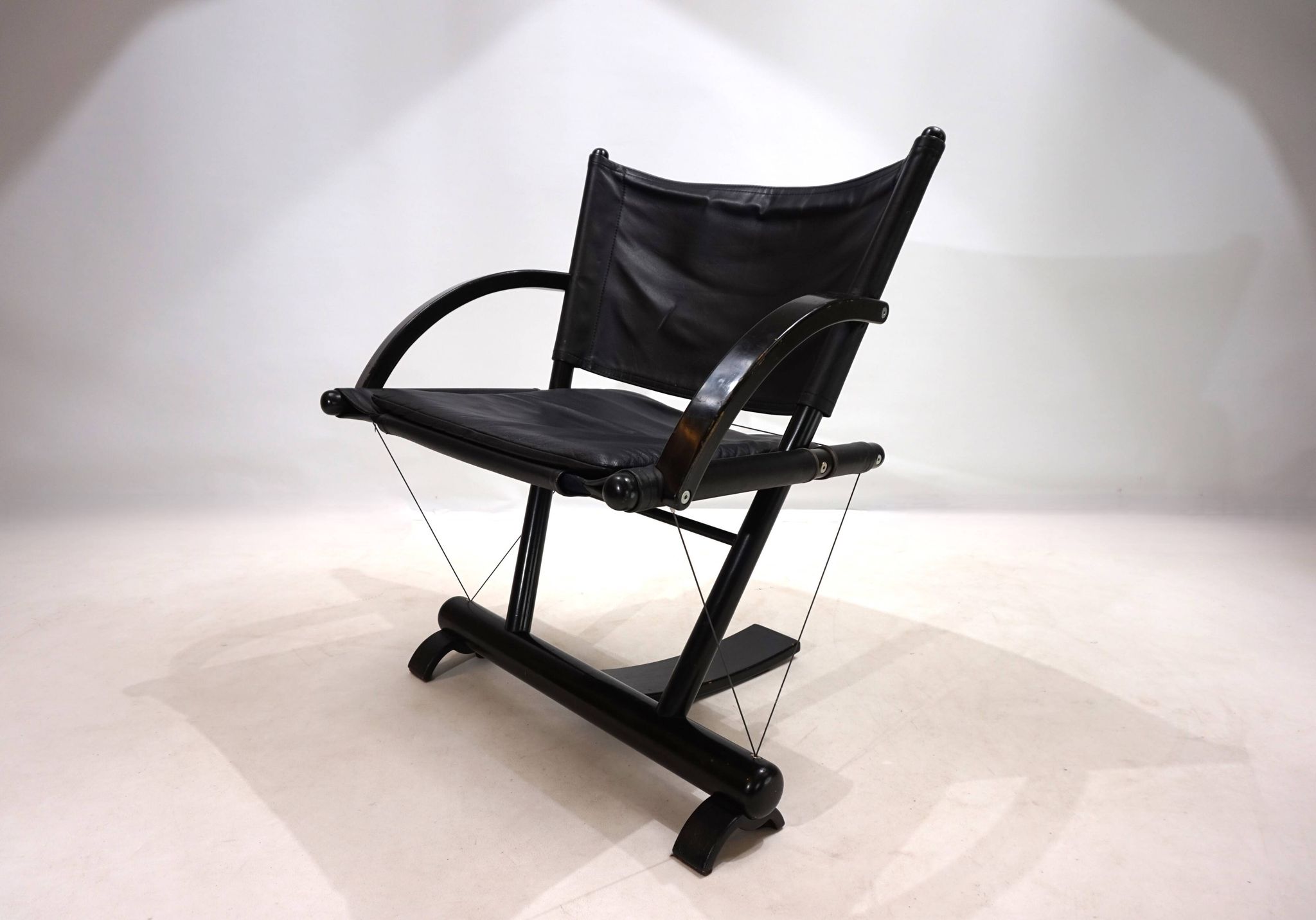 Fauteuil lounge en cuir Weishäupl Werkstätten String, 1980