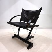 Fauteuil lounge en cuir Weishäupl Werkstätten String, 1980